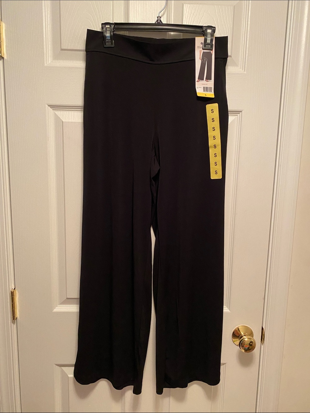 Three Dots Women's Black Wide-Leg Pull On Ponte Pants…size S